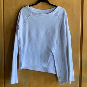 Frank & Eileen Tee Lab Sweatshirt Size Small White Raw Asymmetrical Hem Cotton